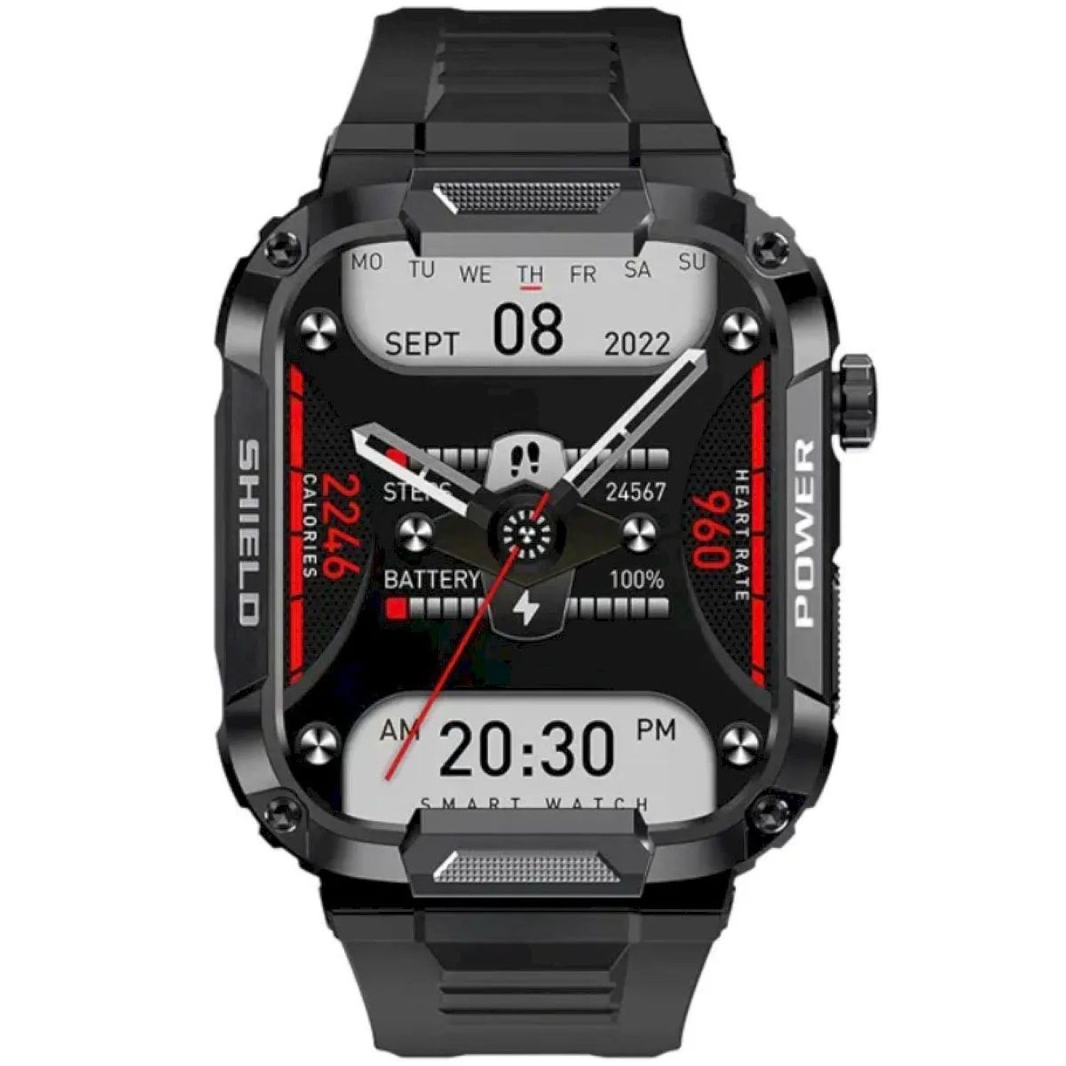 Zegarek męski Smartwatch Rubicon na czarnym pasku wojskowy RNCF07 z rozmowami. Zegarek sportowy smartwatch. Zegarek z powiadomieniami. Zegarek Rubicon smartwatch męski. Zegarek smartwatch wojskowy idealny na prezent (1).jpg